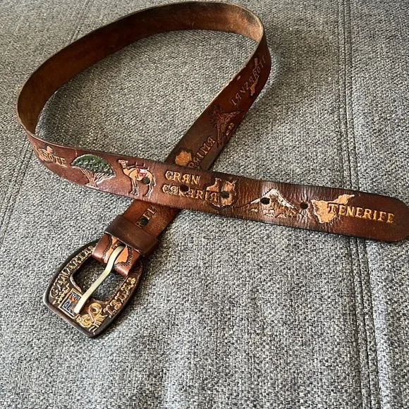 Vintage Canary Islands Leather Belt - Picture 3 of 10